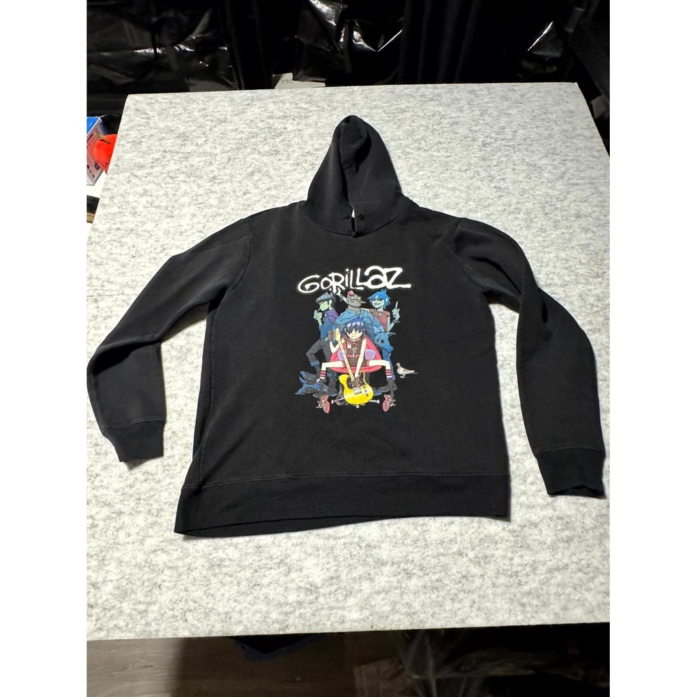 Gorillaz Hoodie Mens Size L  Black Graphic Pullover Sweatshirt Music k